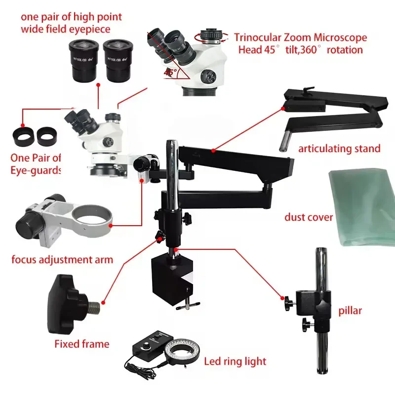 2026 Yeni 3.5X-100X Esnek Ekle - Articulating Arm Boom Stand Microscope incelemesi ve fiyatı